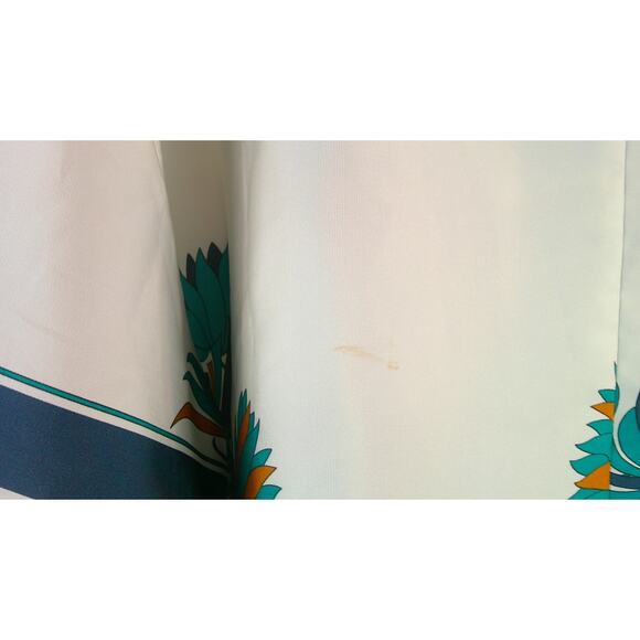 Nine West Wrap Silky Blouse Women's XXL Navy Blue Cream Side Tie Kimono Style - Picture 5 of 11